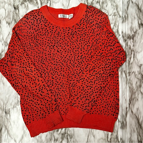 Cristina’s Vintage Orange Leopard Print Sweater Retro Punk 80s Flintstone Sz L - Picture 3 of 11
